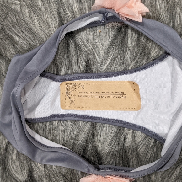 2 pc bikini, gray with pink flowers - Picture 4 of 5